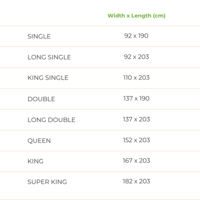 Futon Cover Protector Size Chart