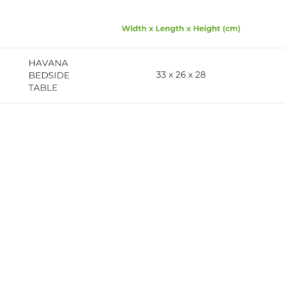 Havana bedside table measurements
