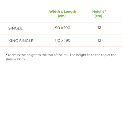 Trundler bed size chart