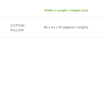 Cotton pillow size information